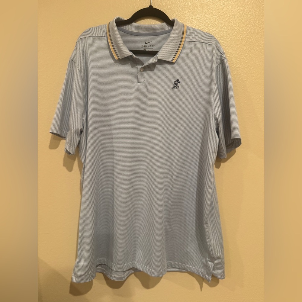 Nike Disney Parks Mickey Mouse Dri-Fit Men's Light Blue Polo Shirt XL